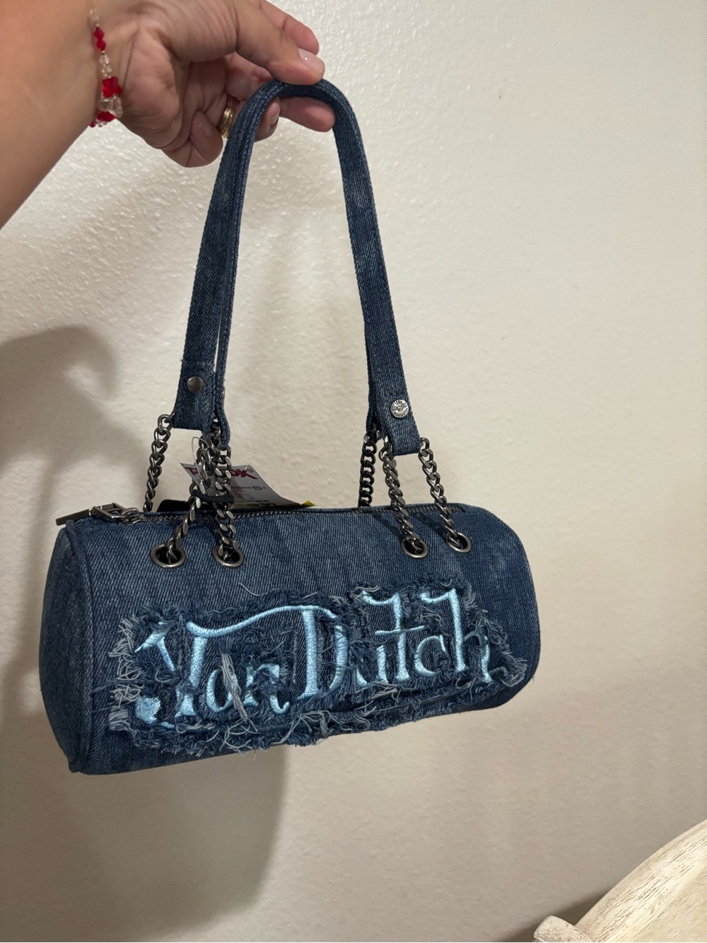 Von Dutch Denim Barrel Shoulder Bag in Blue - Picture 10 of 10